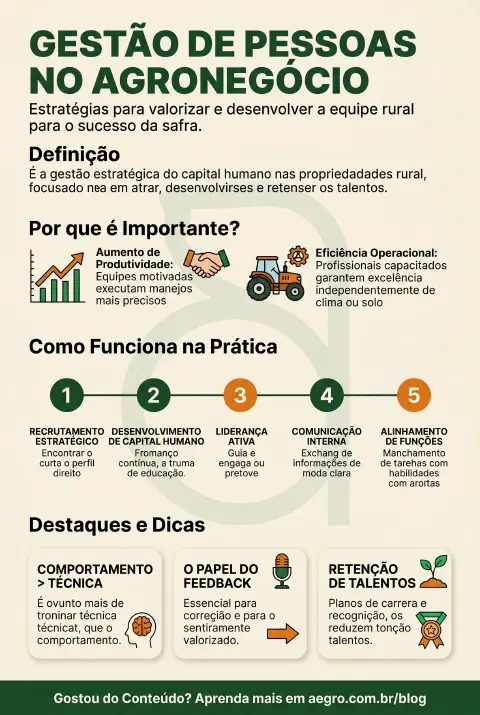Infográfico educativo sobre Gestão De Pessoas No Agronegócio