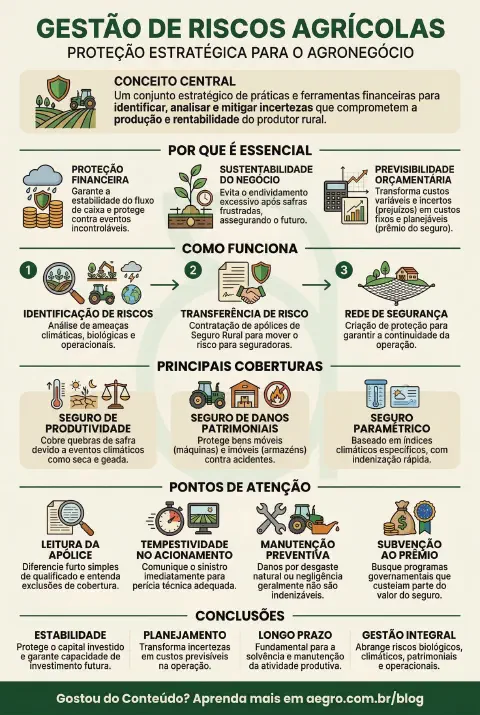 Infográfico educativo sobre Gestao De Riscos Agricolas