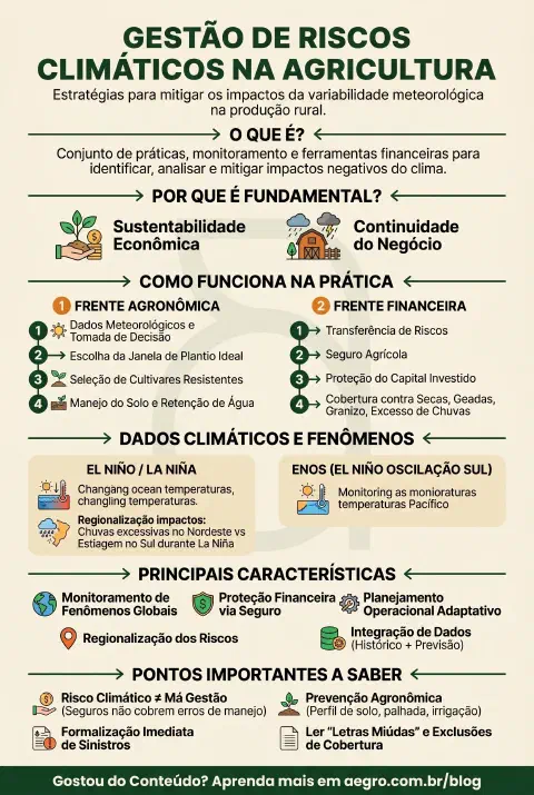 Infográfico educativo sobre Gestão De Riscos Climáticos