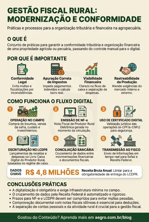 Infográfico educativo sobre Gestão Fiscal Rural