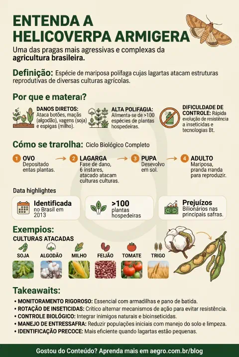 Infográfico educativo sobre Helicoverpa Armigera