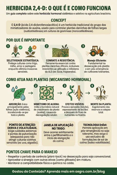 Infográfico educativo sobre Herbicida 2,4 D