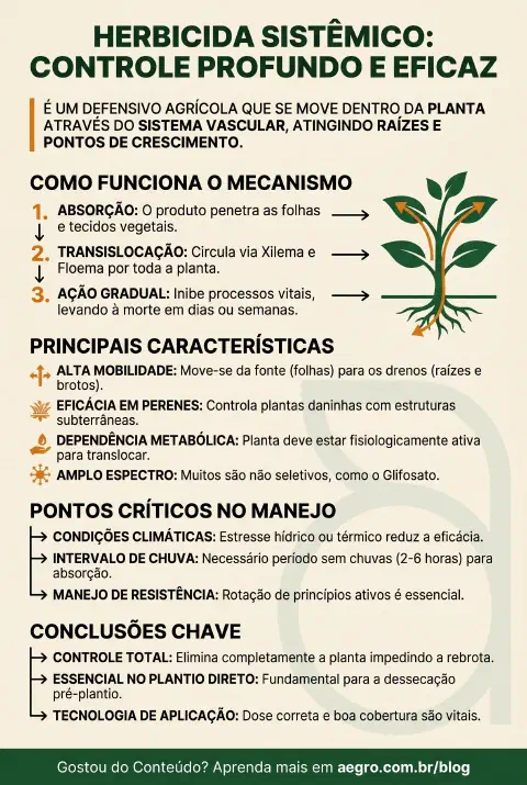 Infográfico educativo sobre Herbicida Sistêmico