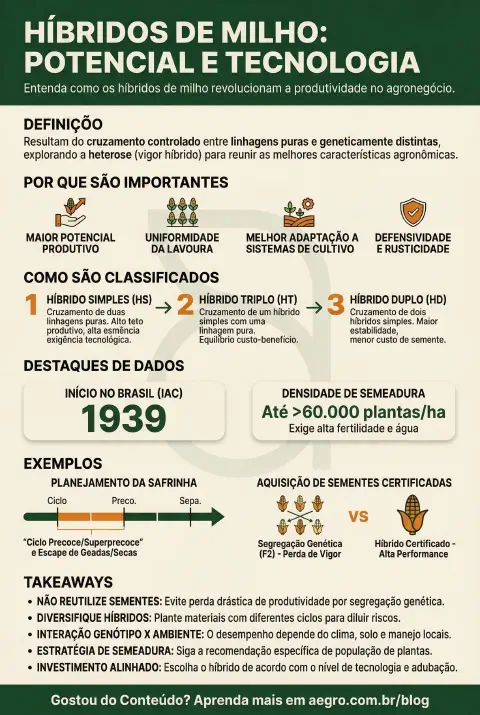 Infográfico educativo sobre Híbridos De Milho
