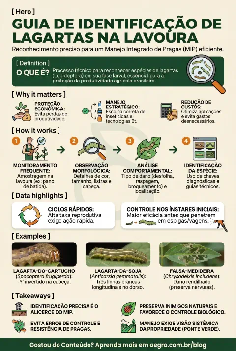 Infográfico educativo sobre Identificação De Lagartas