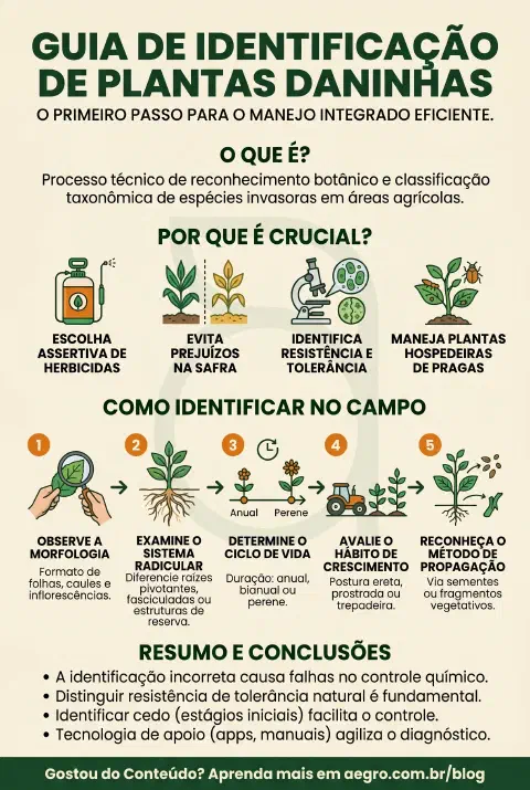 Infográfico educativo sobre Identificação De Plantas Daninhas