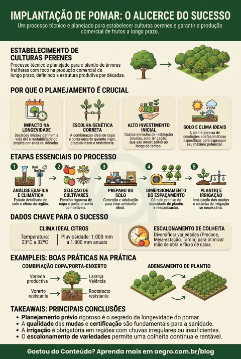 Infográfico educativo sobre Implantação De Pomar