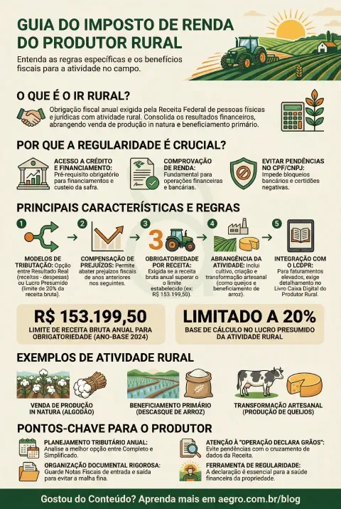 Infográfico educativo sobre Imposto De Renda Produtor Rural
