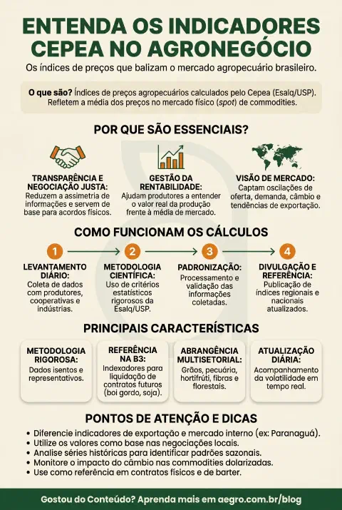 Infográfico educativo sobre Indicadores Cepea