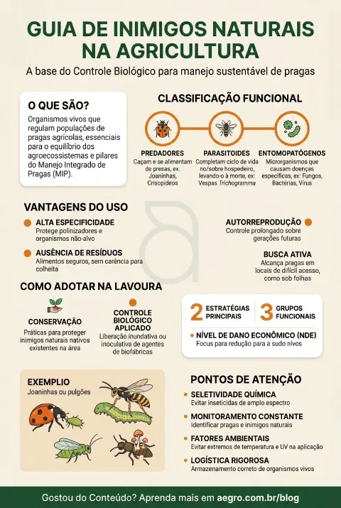 Infográfico educativo sobre Inimigos Naturais