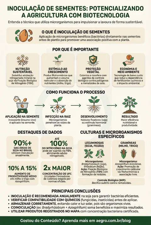 Infográfico educativo sobre Inoculação De Sementes