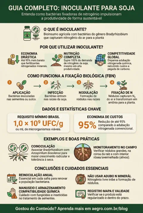 Infográfico educativo sobre Inoculante Para Soja
