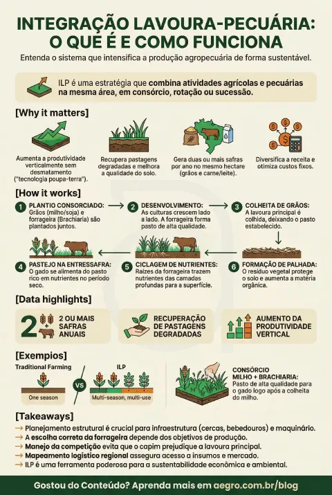Infográfico educativo sobre Integração Lavoura Pecuária