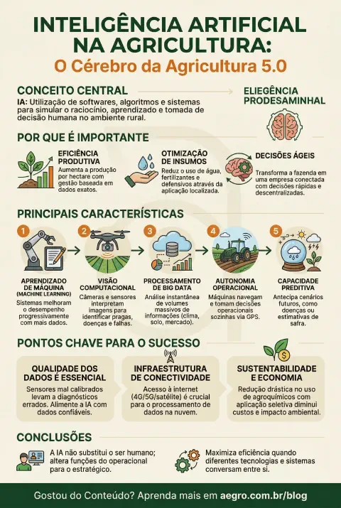 Infográfico educativo sobre Inteligência Artificial Na Agricultura