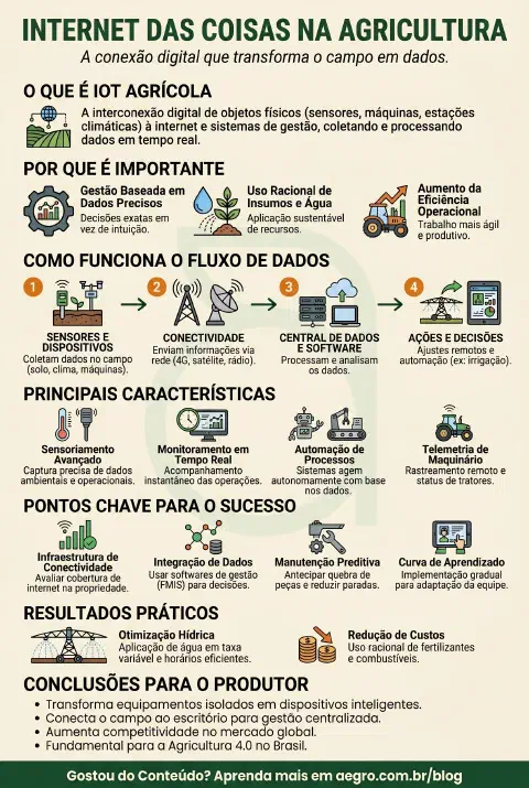 Infográfico educativo sobre Internet Das Coisas Na Agricultura