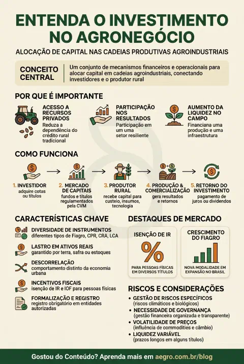 Infográfico educativo sobre Investimento No Agronegócio