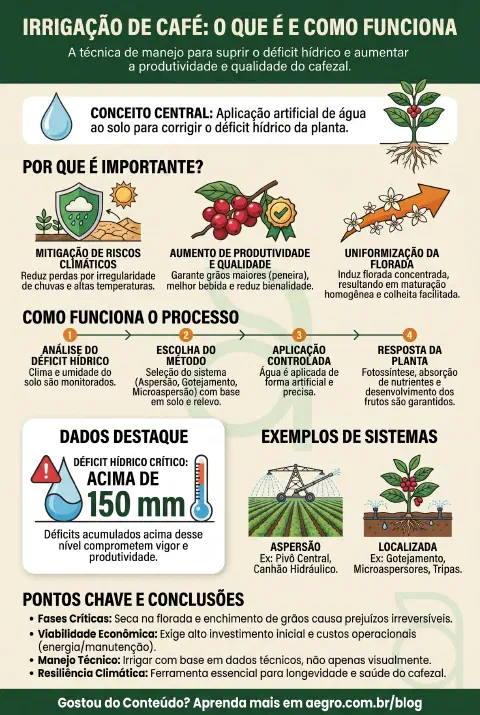 Infográfico educativo sobre Irrigação De Café
