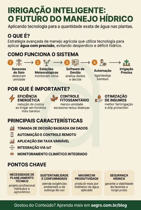 Infográfico educativo sobre Irrigação Inteligente