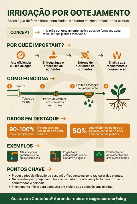 Infográfico educativo sobre Irrigação Por Gotejamento