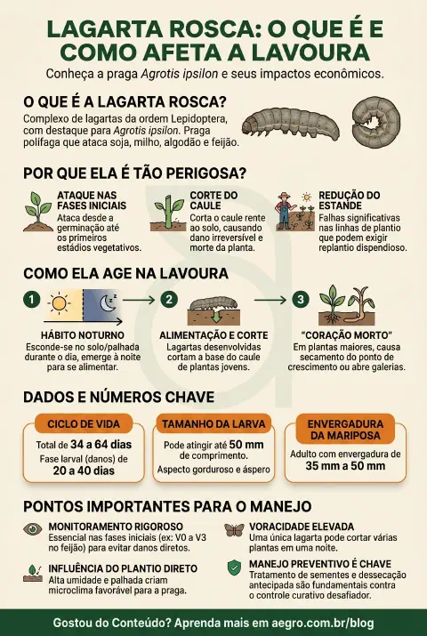Infográfico educativo sobre Lagarta Rosca