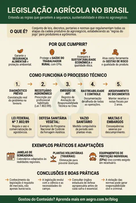 Infográfico educativo sobre Legislação Agrícola