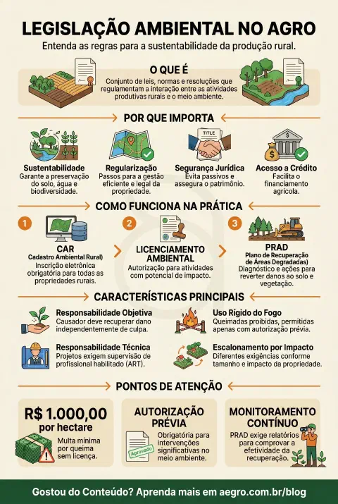 Infográfico educativo sobre Legislação Ambiental No Agro