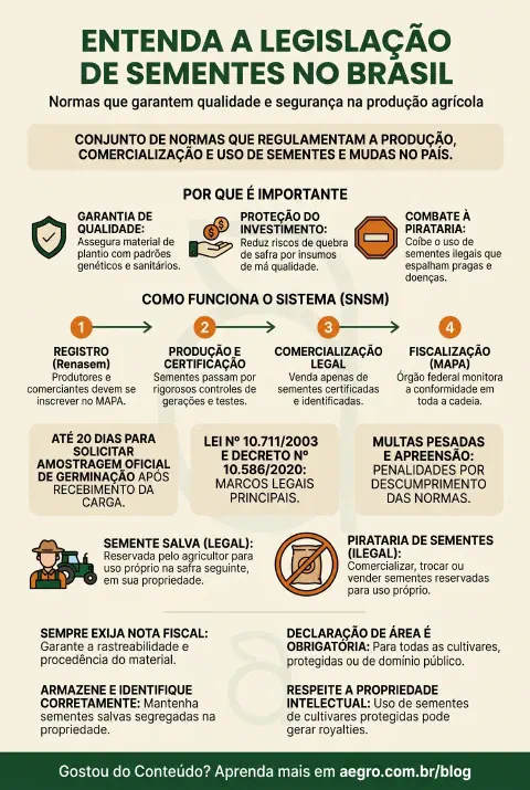 Infográfico educativo sobre Legislação De Sementes