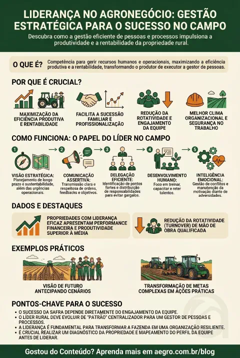 Infográfico educativo sobre Liderança No Agronegócio