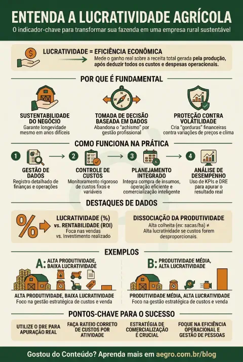 Infográfico educativo sobre Lucratividade Agrícola