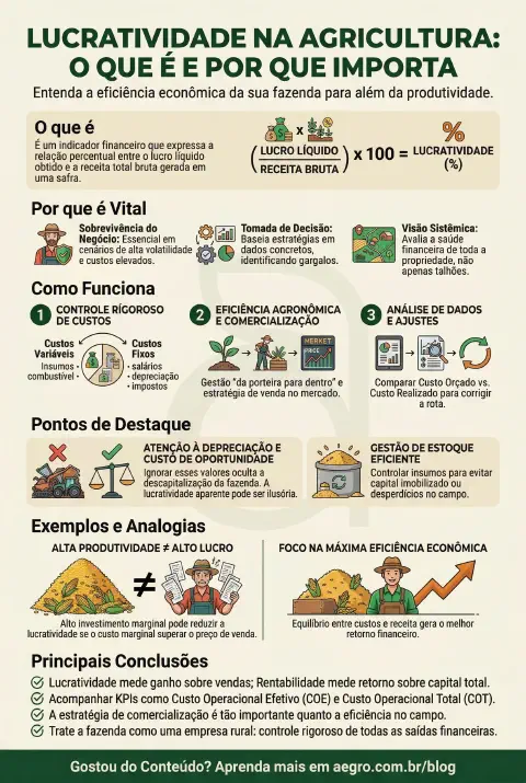 Infográfico educativo sobre Lucratividade Na Agricultura
