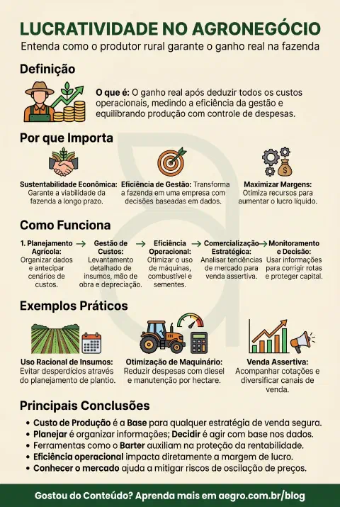 Infográfico educativo sobre Lucratividade No Agronegócio