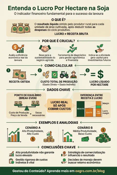 Infográfico educativo sobre Lucro Por Hectare De Soja