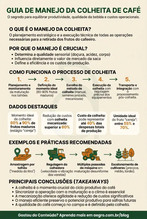 Infográfico educativo sobre Manejo Da Colheita De Café