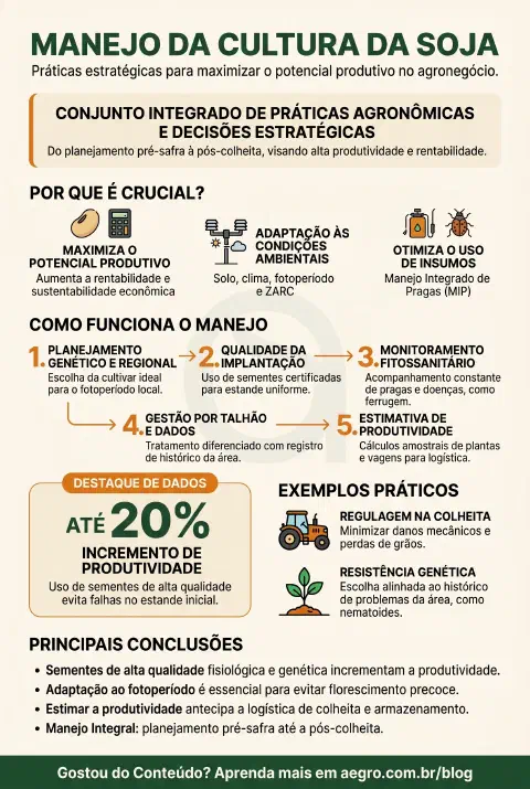 Infográfico educativo sobre Manejo Da Cultura Da Soja