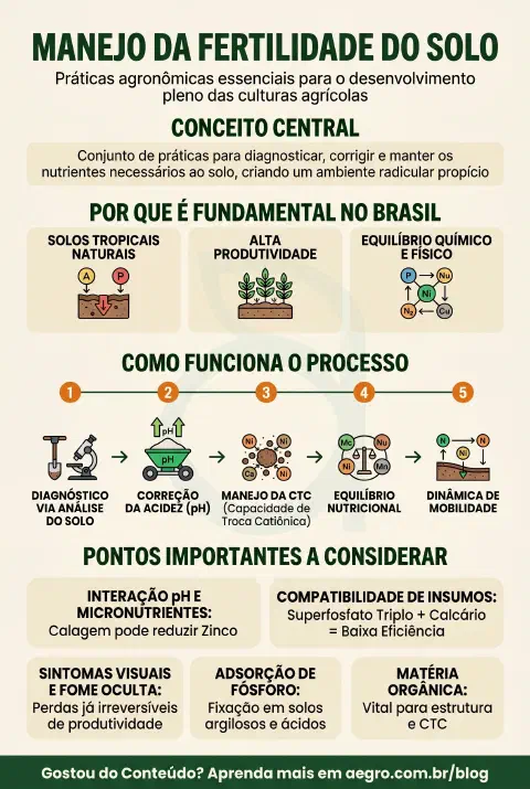 Infográfico educativo sobre Manejo Da Fertilidade Do Solo