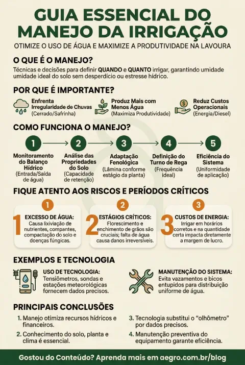 Infográfico educativo sobre Manejo Da Irrigação