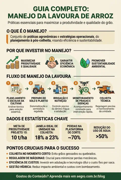Infográfico educativo sobre Manejo Da Lavoura De Arroz