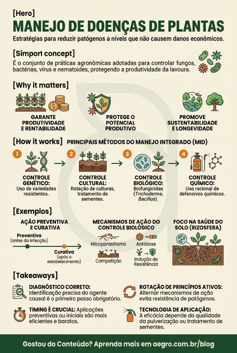 Infográfico educativo sobre Manejo De Doenças De Plantas