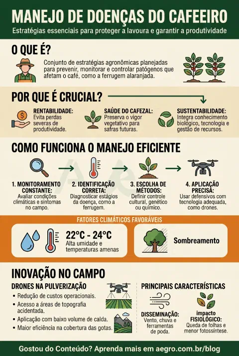 Infográfico educativo sobre Manejo De Doenças Do Cafeeiro