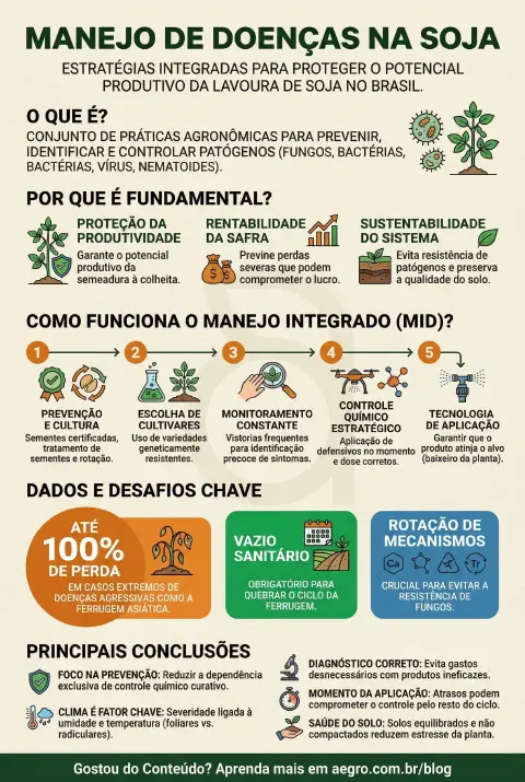 Infográfico educativo sobre Manejo De Doenças Na Soja