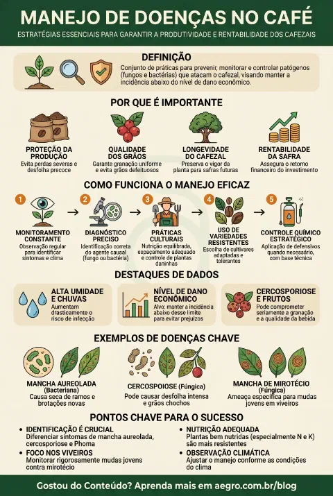 Infográfico educativo sobre Manejo De Doenças No Café