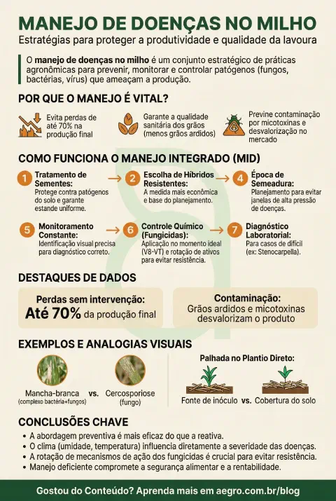 Infográfico educativo sobre Manejo De Doenças No Milho