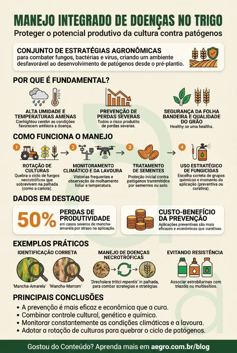 Infográfico educativo sobre Manejo De Doenças No Trigo