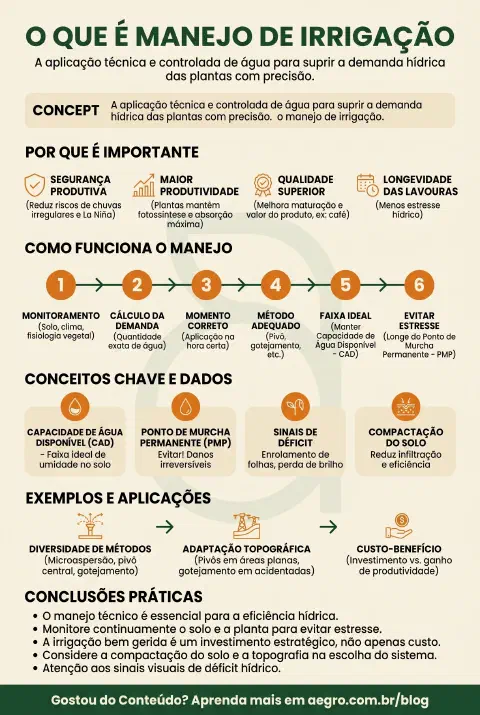 Infográfico educativo sobre Manejo De Irrigacao
