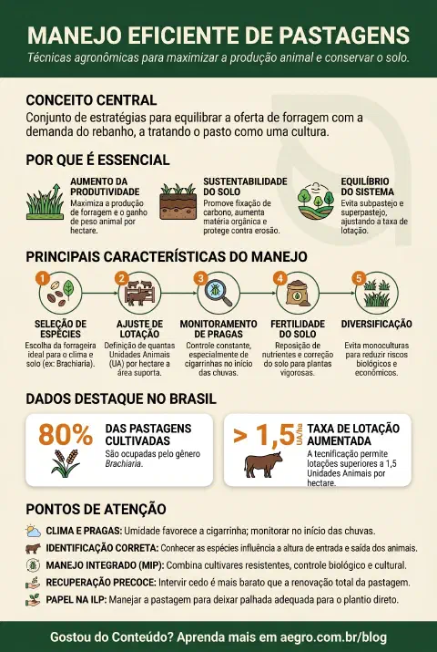 Infográfico educativo sobre Manejo De Pastagens