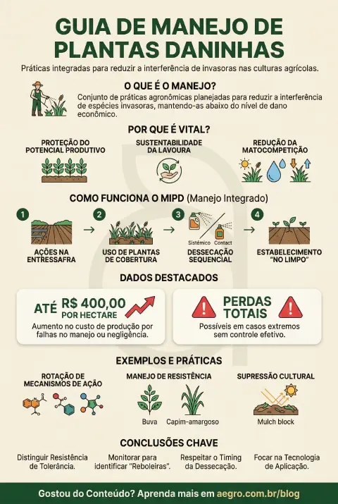 Infográfico educativo sobre manejo de plantas daninhas