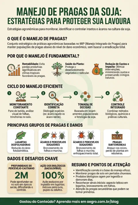 Infográfico educativo sobre Manejo De Pragas Da Soja