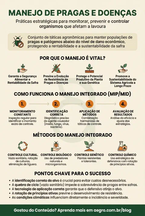 Infográfico educativo sobre Manejo De Pragas E Doenças