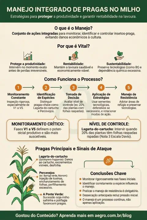 Infográfico educativo sobre Manejo De Pragas No Milho