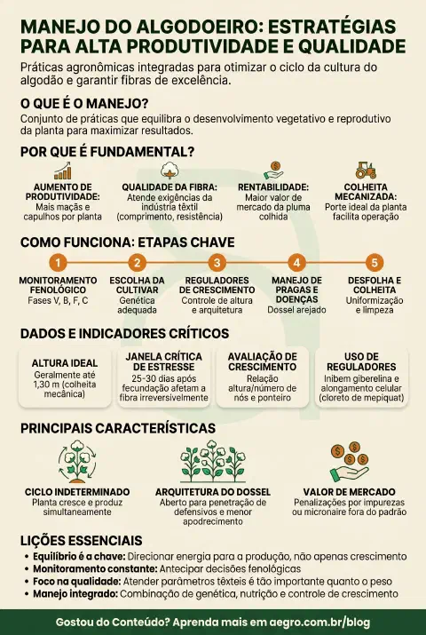 Infográfico educativo sobre Manejo Do Algodoeiro